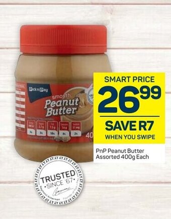 Pick n Pay PnP Peanut Butter Assorted 400g each offer