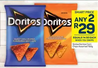 Pick n Pay Simba Doritos Corn Chips Assorted 150g offer