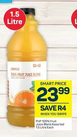 Pick n Pay PnP 100% Fruit Juice Blend Assorted 1.5Litre Each offer