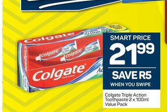 Pick n Pay Colgate Triple Action Toothpaste 2 x 100ml Value Pack offer