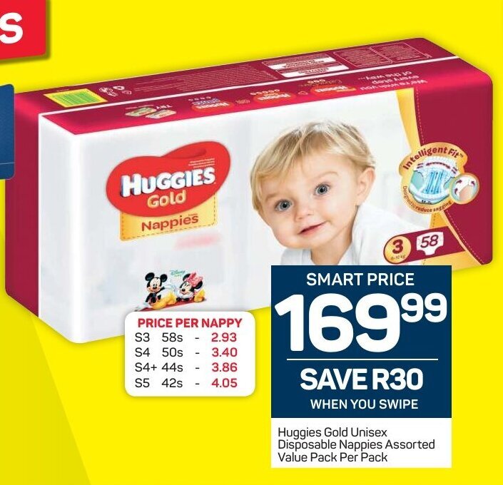 Huggies Gold Unisex Disposable Nappies Assorted Value Pack Per Pack
