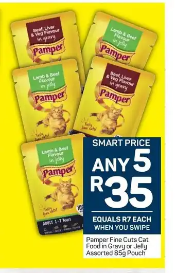 Pick n Pay Pamper Fine Cuts Cat Food in Gravy or Jelly Assorted 85g Pouch offer