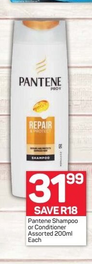 Pick n Pay Pantene Shampoo or Conditioner Assorted 200ml each offer