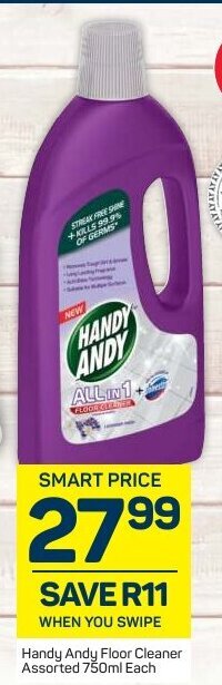 Pick n Pay Handy Andy Floor Cleaner Assorted 750mL each offer
