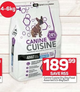 Pick n Pay Canine Cuisine Dry Dog Food Assorted 5.5-6kg each offer