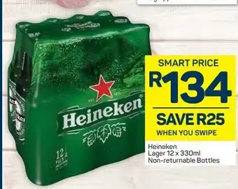 Heineken Lager 12 x 330ml Non-Returnable Bottle