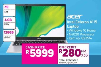 Game Acer Intel Celeron A115 Laptop offer