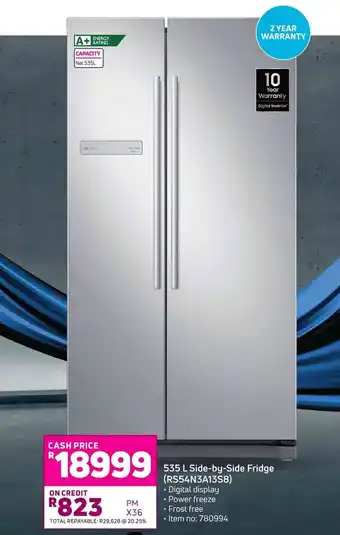 Game Samsung 535L Side by Side Fridge RS54N3A13S8 offer