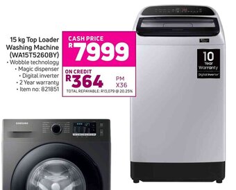Game Samsung 15kg Top Loader Washing Machine WA15T5260BY offer