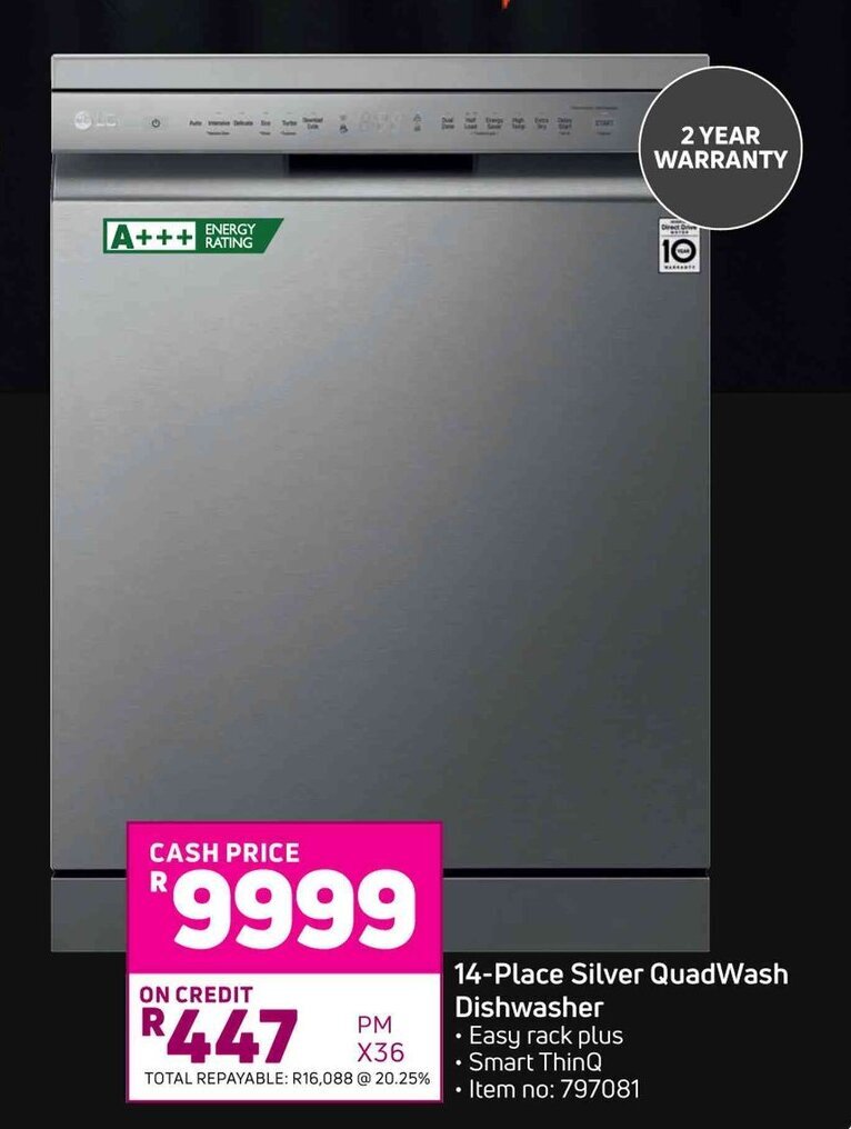 LG 14Place Silver Quadwash Dishwasher offer at Game