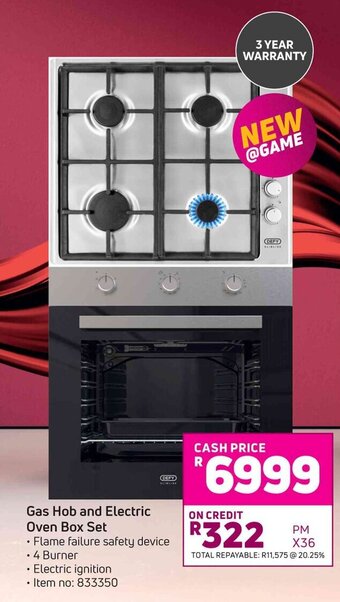 Game Defy Gas Hob and Electric Oven Box Set offer
