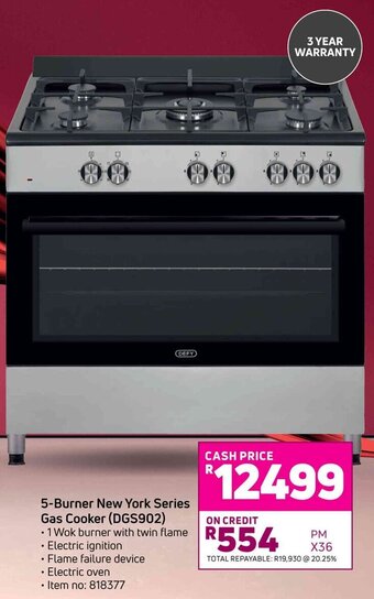 Game Defy 5-Burner New York Series Gas Cooker DGS902 offer