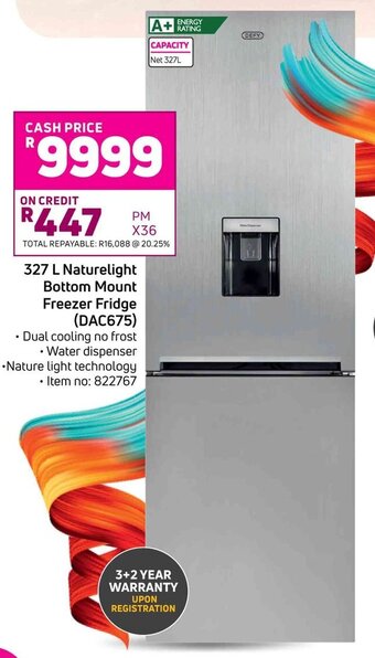 Game Defy 327L Naturelight Bottom Mount Freezer Fridge DAC675 offer