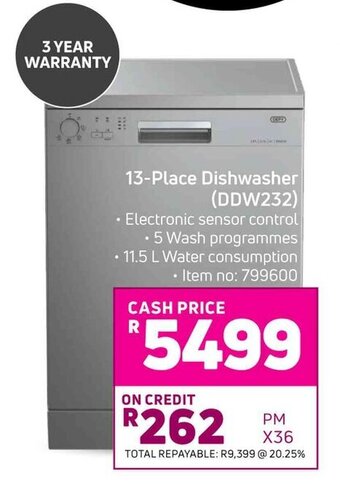 Game Defy 13-Place Dishwasher DDW232 offer