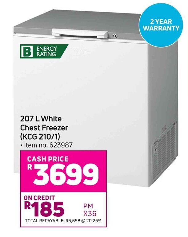 KIC 207L White Chest Freezer KCG210/1 offer at Game