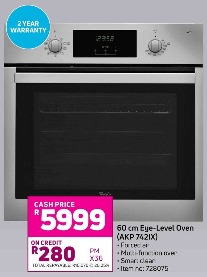 Whirlpool 60cm EyeLevel Oven AKP742IX offer at Game