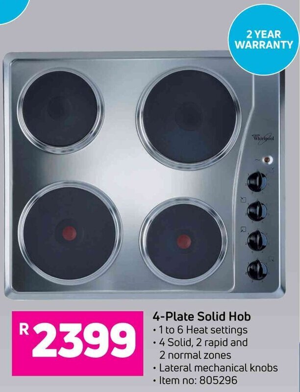 4 plate solid hob