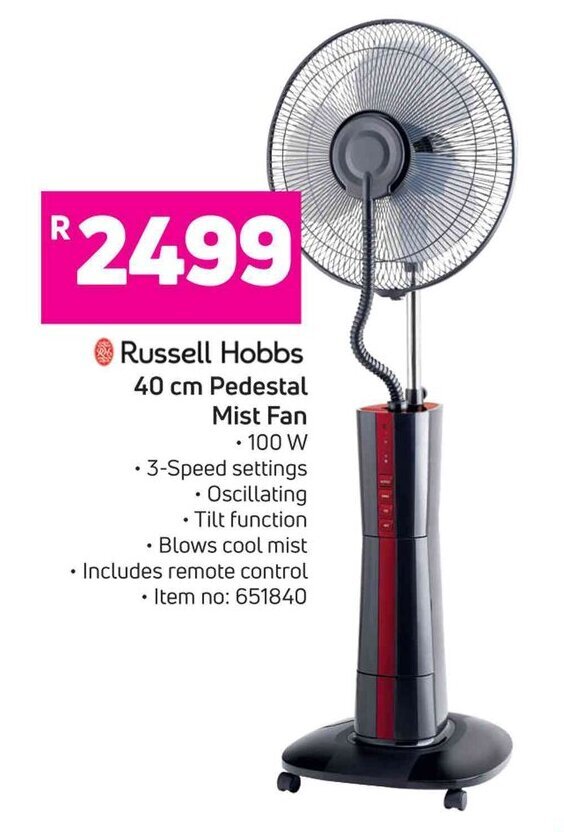 Russell Hobbs 40cm Pedestal Mist Fan offer at Game