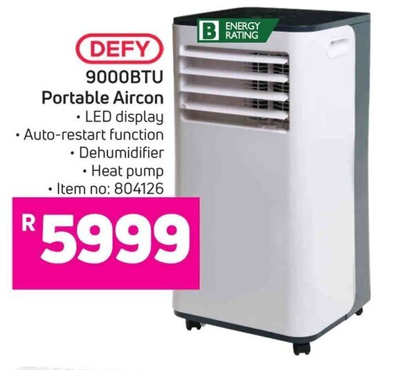 Defy 9000BTU Portable Aircon offer at Game
