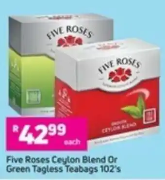Game Five Roses Ceylon Blend Or Green Tagless Teabags 102's offer