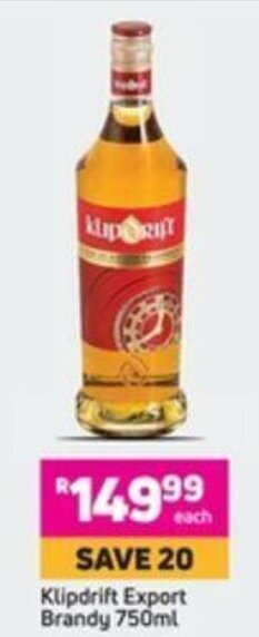 Game Klipdrift Export Brandy 750ml offer