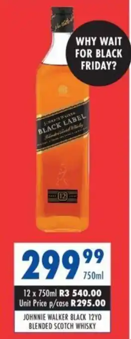Ultra Liquors Johnnie Walker Black 12YO Blended Scotch Whisky 750ml offer