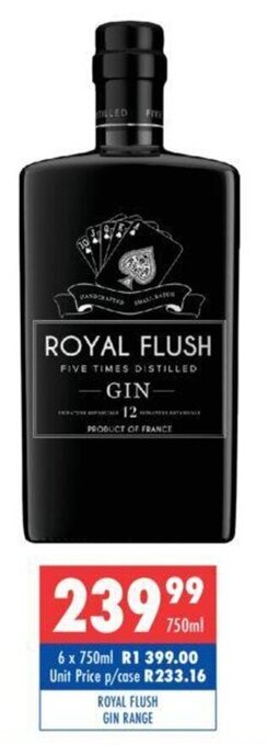 Ultra Liquors Royal Flush Gin Range 750ml offer