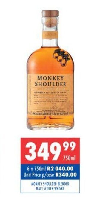 Ultra Liquors Monkey Shoulder Blended Malt Scotch Whisky 750ml offer