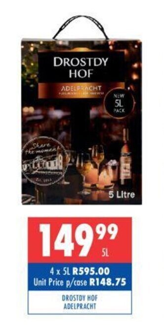 Ultra Liquors Drostdy Hof Adelpracht 5L offer