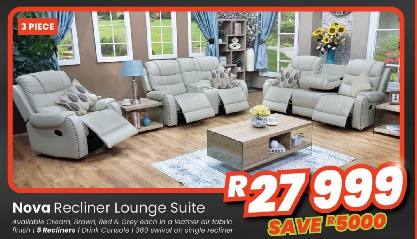 Nova Recliner Lounge Suite offer at Discount Decor
