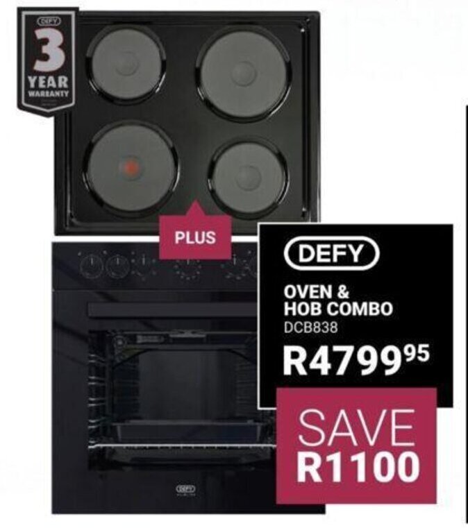 Defy Oven & Hob Combo DCB838 offer at Bradlows