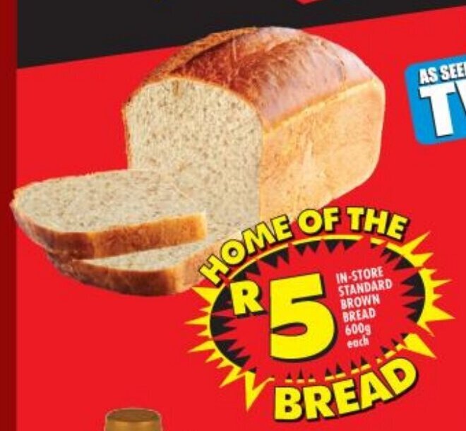 InStore Standard Brown Bread 600g offer at Shoprite