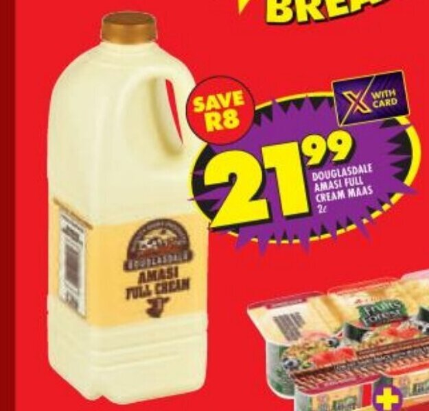 Douglasdale Amasi Full Cream Maas 2L offer at Shoprite