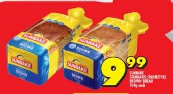 Shoprite Sunbake Standard / Farmstyle Brown Bread 700g each offer