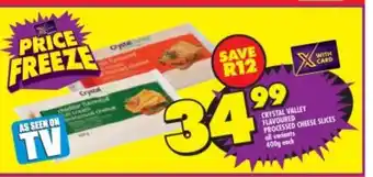 Shoprite Crystal Valley Flavoured Processed Cheese Slices all variants 400g each offer