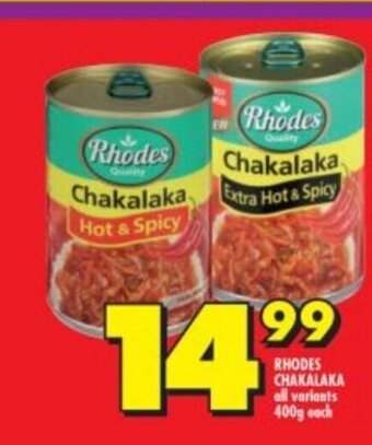 Shoprite Rhodes Chakalaka all variants 400g each offer