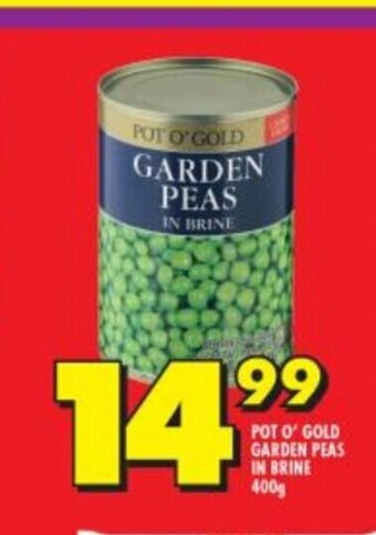 Shoprite Pot O' Gold Garden Peas in Brine 400g offer