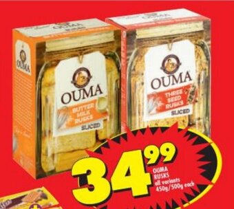 Shoprite Ouma Rusks all variants 450g/500g each offer
