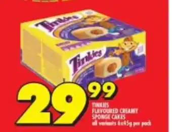 Shoprite Tinkies Flavoured Creamy Sponge Cakes all variants 6x45g per pack offer