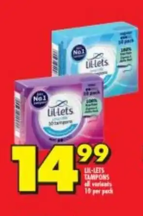 Shoprite Lil-Lets Tampons all variants 10 per pack offer