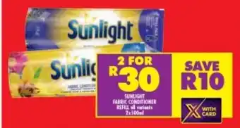 Shoprite Sunlight Fabric Conditioner Refill all variants 2x500ml offer