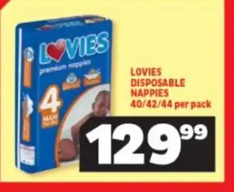 Usave Lovies Disposable Nappies 40/42/44 per pack offer
