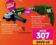 Game Stormforce 500 w angle grinder or 500 w impact drill- each offer