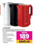 Game Logik 1.7l cordless kettle assorted colours-each offer