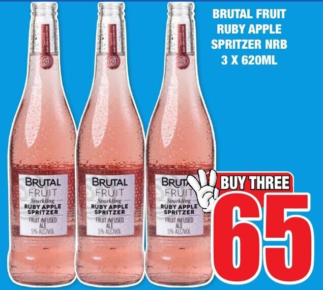 Brutal Fruit Ruby Apple Spritzer NRB 3x620ml offer at Boxer Liquors