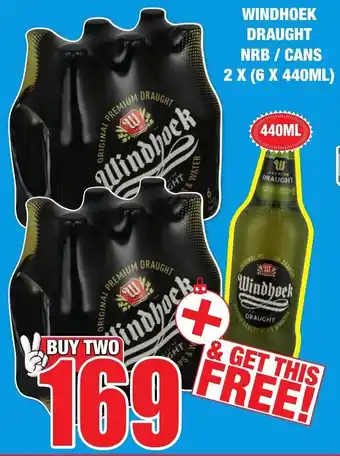 Boxer Liquors Windhoek Draught NRB/Cans 2x(6x440ml) offer