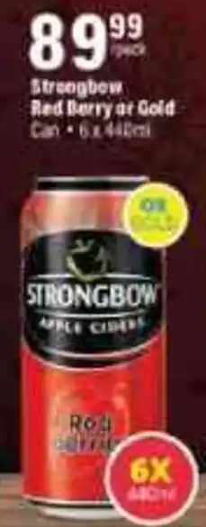 Liquor City Strongbow Red Berry or Gold Can 6x440ml offer