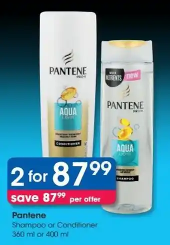 Clicks Pantene Shampoo or Conditioner 360ml/400ml offer
