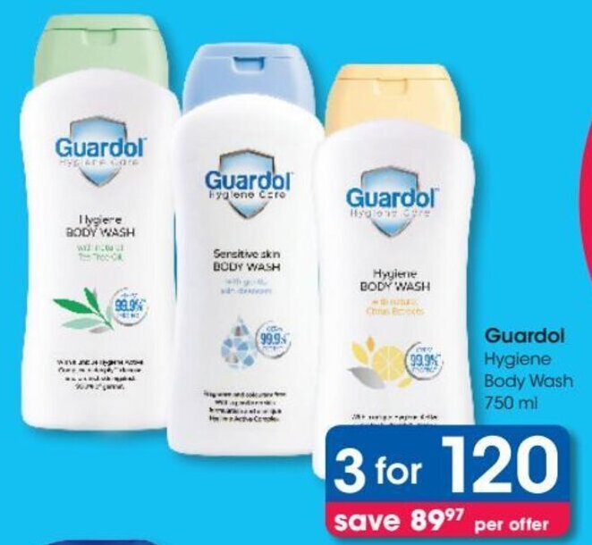 Guardol Hygiene Body Wash 750ml offer at Clicks