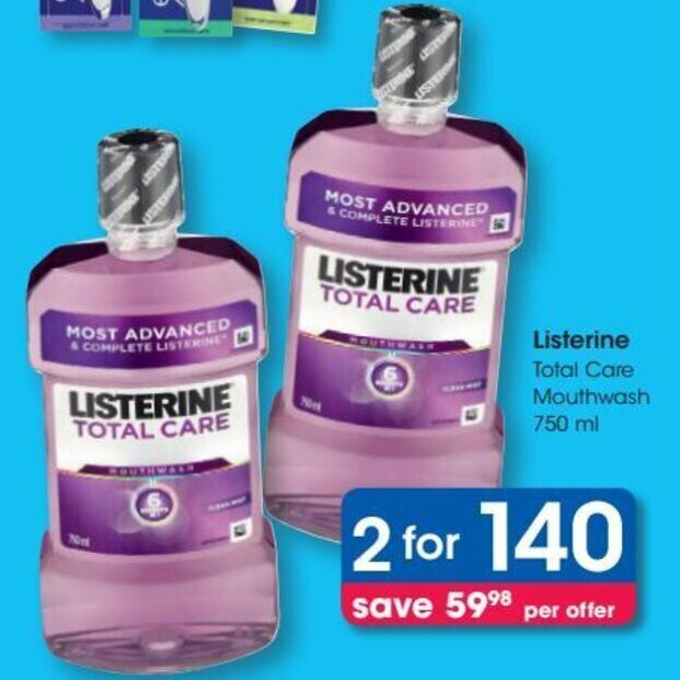 Listerine Mouthwash 750ml offer at Clicks